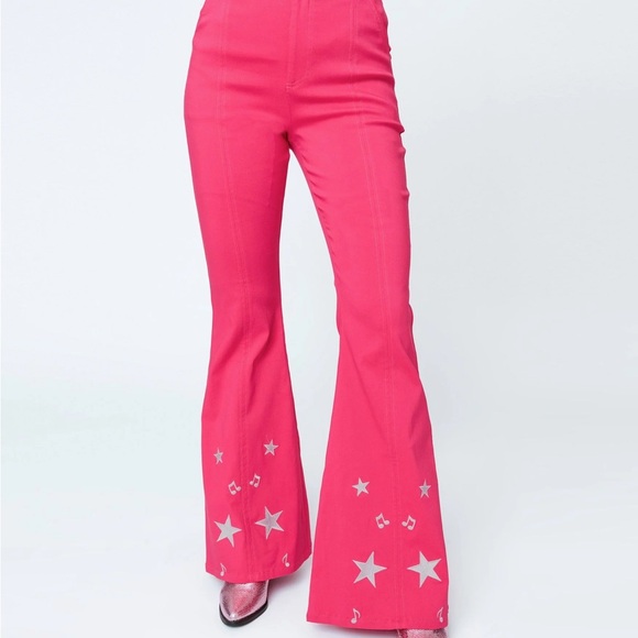 Pink Star-Embellished Women's Jumpsuit sz 6/8 medium cowgirl 70s - Picture 3 of 7